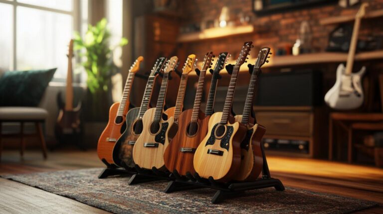 Soporte para guitarra: estrategias de exposición y almacenamiento en comercios musicales